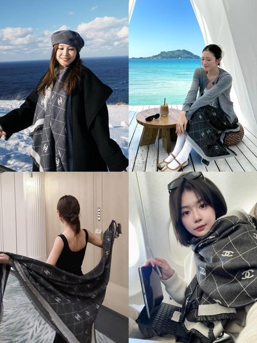 专柜流出100%正香奶奶真丝羊毛双面围巾披肩 商品图0