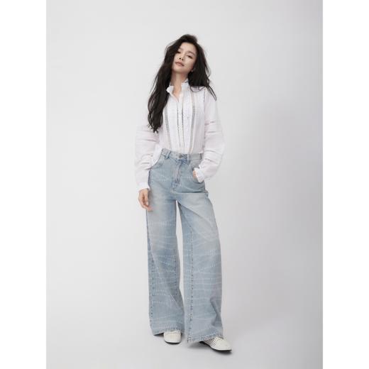 COCO ZONE 100棉高级感镂空立领单排扣衬衫ACD2A0264 商品图0