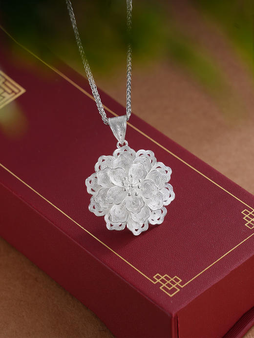 子佩集S990银【团花簇锦】套链【YJJ007】花丝项链2509 商品图2