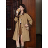 鹿向南「卡莉云拂」气质卡其色中长款拼色风衣女早秋宽松显瘦外套 商品缩略图2