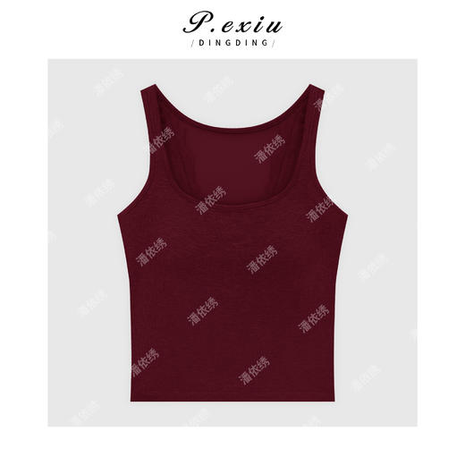 04-1纯色U领拼接蕾丝修身显瘦吊带背心 CF2056 商品图3