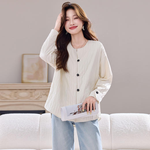 6908秋装长袖时尚圆领遮屁股外套2025新款宽松显瘦休闲气质外搭上衣女 商品图3