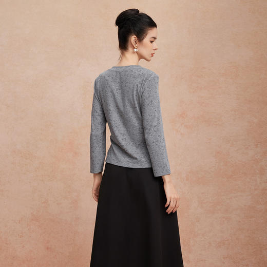 QG700斯尔丽25新款两件套圆领腰部收褶系带设计时尚搭A字半裙通勤套装 商品图6