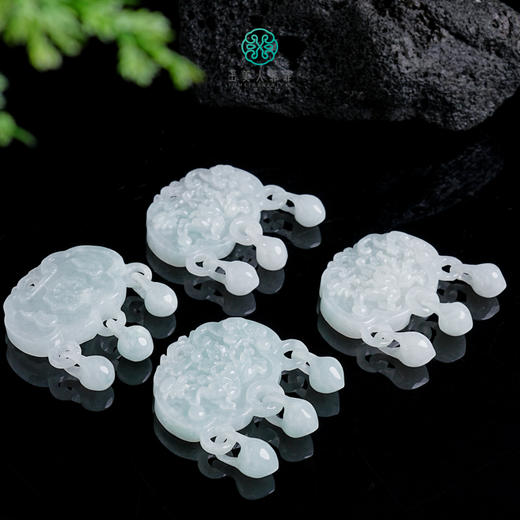 D翡翠吊坠-同心锁雕刻件51*44#6A01 商品图0