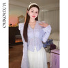 余潇潇【千颂物语】显瘦气质新品弹力蕾丝钻链珍珠V领修身打底衫 商品缩略图0