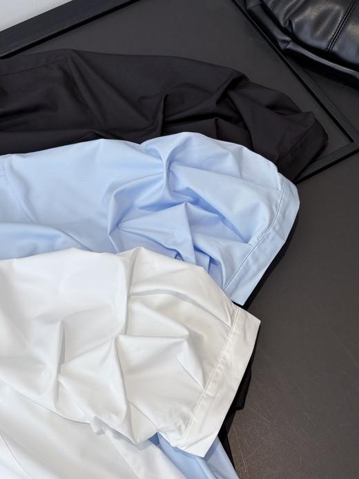 会员福利【丝滑、抗皱+垂坠】拉夏贝尔/La Chapelle翻领单口袋褶皱衬衫女纯色简约高级感休闲宽松通勤衬衣秋 商品图5