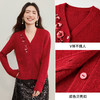 【内购】【含绵羊毛】优雅通勤V领贝壳扣簇状珠片花软糯弹力长袖开衫毛衣-W53EB3381 商品缩略图3