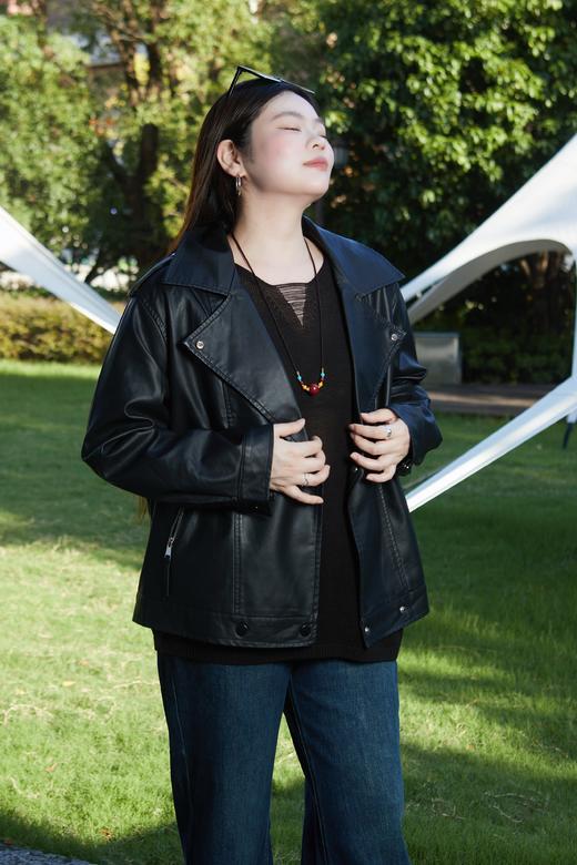 【皮衣  按扣款】花姐朋友出口俄罗斯款货源，高性价比款，环保蛋白皮，质感满分，光泽度佳~超柔软休闲夹克，皮衣外套秋装~ 商品图5