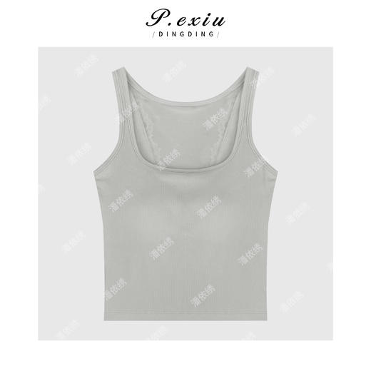 04-1纯色U领拼接蕾丝修身显瘦吊带背心 CF2056 商品图2