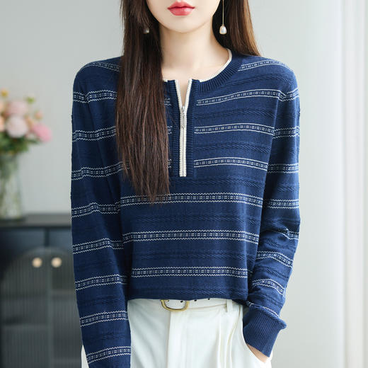 提花针织打底小衫，显瘦洋气漂亮胖mm毛衣CC-26-9178 商品图0