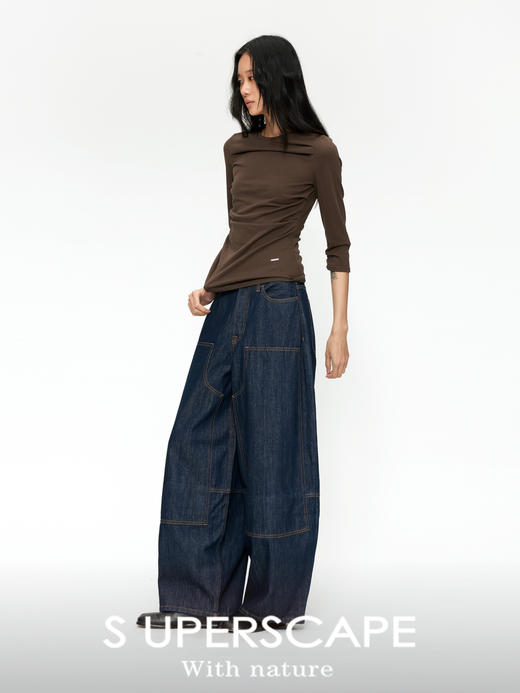 素舶 S3 宽松茧型弯刀牛仔裤 天丝棉复古原牛水洗伐木裤 商品图2