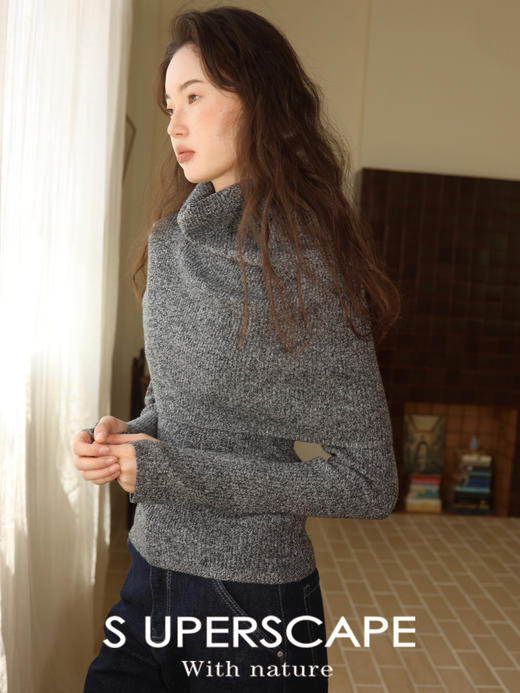 素舶 澳洲美丽诺羊毛18.5um披肩两件套坑条显瘦针织衫 商品图3