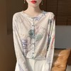 奥伊米100%天丝初秋圆领晕染印花薄款针织开衫RWM14 商品缩略图3