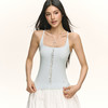 Ariseism 美式复古设计感浅蓝色中间镂空背心女夏季新款上衣 商品缩略图4