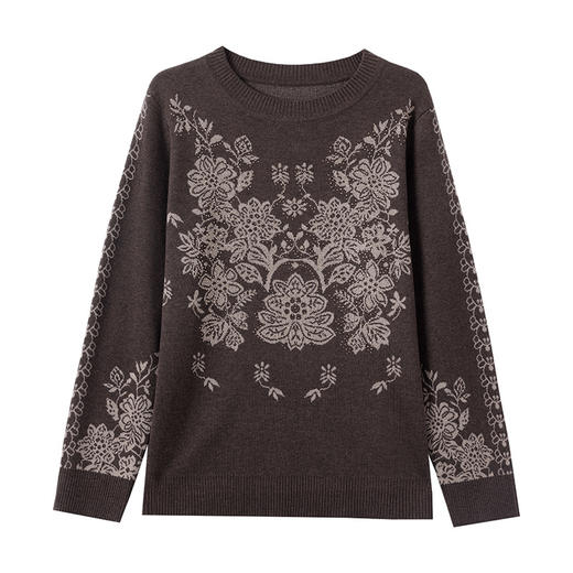 YY11-5517妈妈春秋装洋气提花中款针织衫女2025年秋季新款宽松毛衣打底衫潮 商品图4