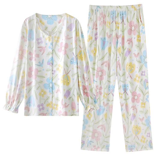 【抗菌新疆棉】自然醒「莫奈花园」秋季纯棉A类睡衣长袖女士家居服套装JLM 商品图13