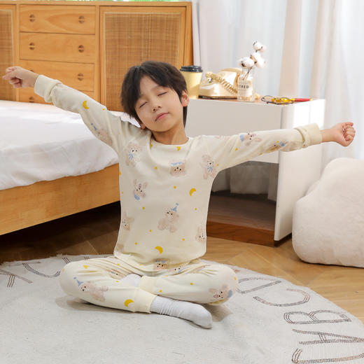 【睡在云朵里面】茶稚 儿童天丝棉保暖内衣套装  莱赛尔混纺棉 柔软保暖不闷热 多季可穿 裸感舒适 商品图10