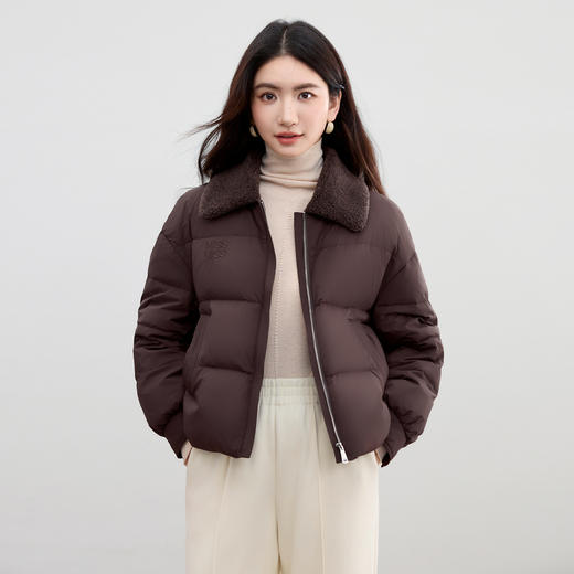 【内购】【90%白鸭绒】美拉德雅丹风羊羔毛翻领宽松保暖厚不臃肿羽绒服-W54YC2036 商品图4