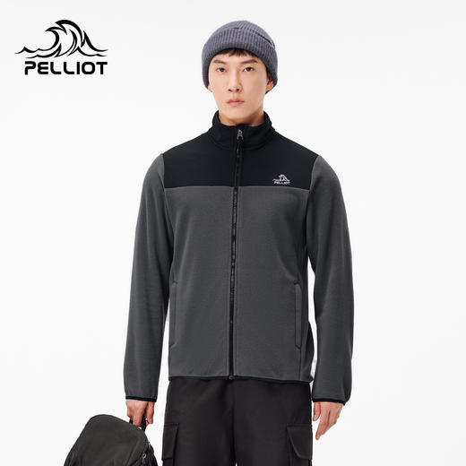 伯希和户外抓绒衣男轻量透气冲锋衣内胆摇粒绒拼接款运动登山外套 商品图0