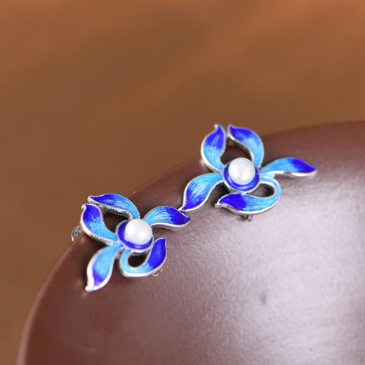 【花开梦醒】S925银烧蓝镶淡水珍珠耳饰【SCH-SY33200】 商品图2