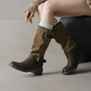 【预售7天】真皮厚底英伦风皮带扣中筒靴子堆堆靴骑士靴女圆头长筒靴KYD&KK12950 商品缩略图0