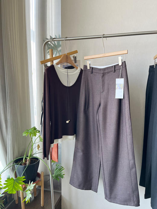 【腿精专属】噢蜜ooomeooo羊毛🦙混纺大长腿宽腿裤 商品图4