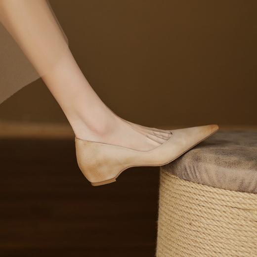 【预售5天】优雅舒适通勤内增高头层牛皮秋季中跟百搭尖头真皮浅口单鞋女DY&11520 商品图3