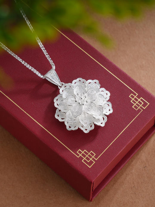 子佩集S990银【团花簇锦】套链【YJJ007】花丝项链2509 商品图1