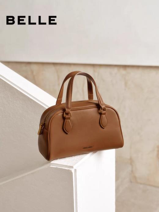 BF楼百丽反绒麂皮包包女2025牛皮手提单肩斜挎保龄球波士顿包BL861DX5 商品图1