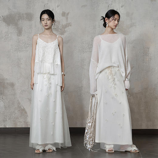 【林栖设计小店】桑蚕丝半身裙飘逸优雅立体花朵2025秋冬新款花仙子裙子女1954035 商品图2