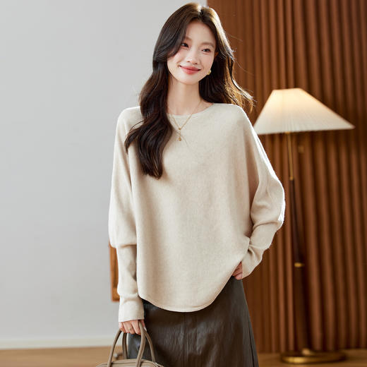 不规则蝙蝠袖毛衣，宽松慵懒风高级感针织打底衫上衣CC-QL-8347 商品图2