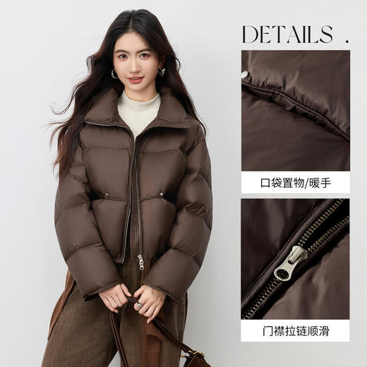【内购】【90%白鸭绒】小个子通勤立领/翻领两穿拉链宽松保暖短羽绒服-W54YC2654 商品图3