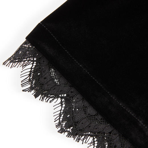 「高货wl」全新升级【铂金会员201/天猫269/差价68】(95217)洛诗琳通勤优雅蕾丝拼接半身裙2025秋季显瘦直筒丝绒裙 商品图3