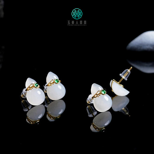 珠光宝气*和田玉葫芦耳钉约15*10mm 商品图0