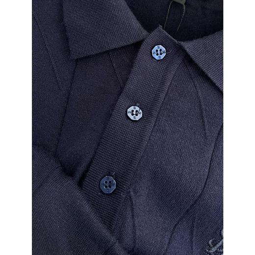 羊绒真丝混纺坑条男士薄款毛衣翻领针织Polo衫短袖 商品图7