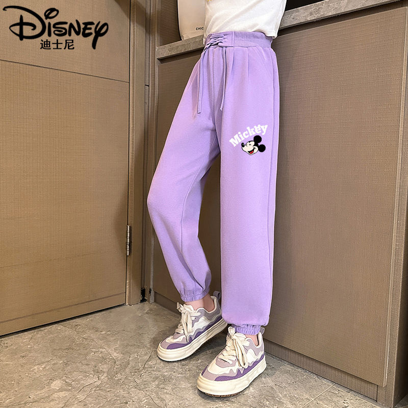 迪士尼女童裤子春秋外穿2025新款儿童运动裤春季休闲卫裤大童长裤