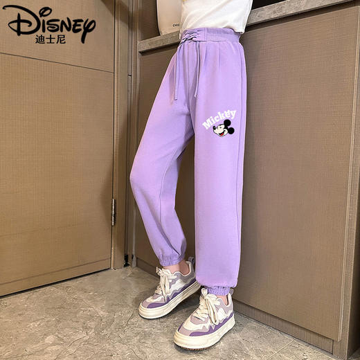迪士尼女童裤子春秋外穿2025新款儿童运动裤春季休闲卫裤大童长裤 商品图0