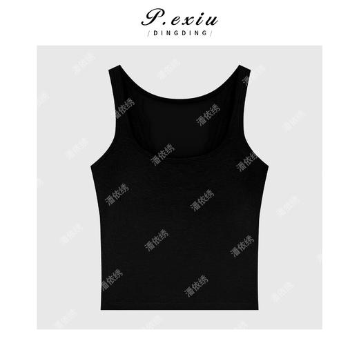 04-1纯色U领拼接蕾丝修身显瘦吊带背心 CF2056 商品图4