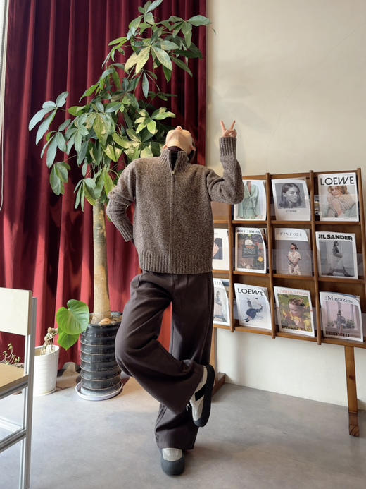 【腿精专属】噢蜜ooomeooo羊毛🦙混纺大长腿宽腿裤 商品图2