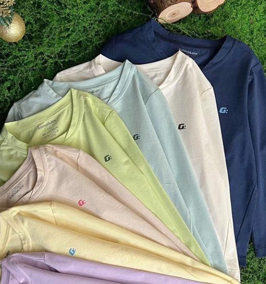 老米优品🎈好品质！120-170码🍃A类面料《45%莱赛尔天丝+45%棉+10%氨纶》假两件长袖tee》马卡龙色儿童宣纸速干长袖衫~ 商品图2