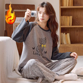 睡衣女款秋冬季2025新款卡通羊毛蚕丝保暖磨毛可外穿家居服套装