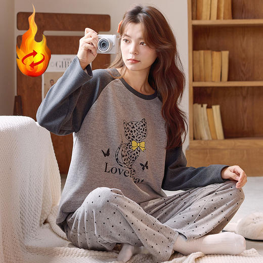 睡衣女款秋冬季2025新款卡通羊毛蚕丝保暖磨毛可外穿家居服套装 商品图0