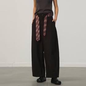 极简腰带弯刀阔腿裤-纪念日百货门店同款165499006