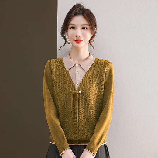 FCY FQ88730针织衫上衣时尚洋气假两件打底衫 商品图0