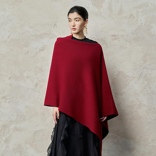 【林栖设计小店】（现货）山茶知雾系列绵羊毛毛织披肩上衣双面穿多色气质保暖2025秋冬新款斗篷女2953023 商品图8