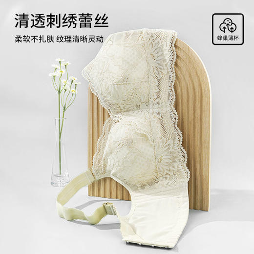 雅黛俪全罩杯内衣女大胸显小显瘦文胸蕾丝透气蜂巢杯收副乳防下垂 商品图2