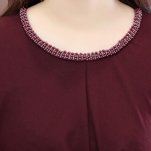 QYM 54C2508-Y时尚连衣裙圆领长袖裙时尚开衩裙压褶收腰中长款A字裙 商品图3