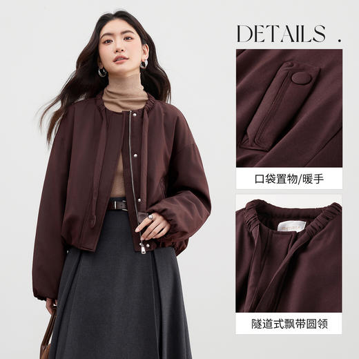 【内购】【90%白鸭绒】小个子通勤隧道式飘带圆领宽松不臃肿短款羽绒服-W54YC2031 商品图3