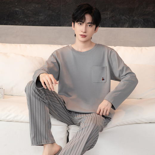 春秋新款睡衣男士棉质套头长袖长裤高级感青少年可外穿家居服新款新品 商品图5