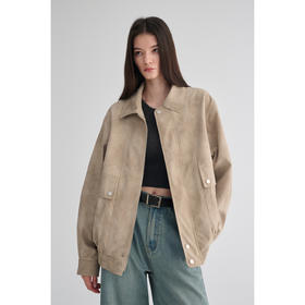 MAISON CECILE 复古斑斓麂皮感时髦做旧宽松廓形夹克外套